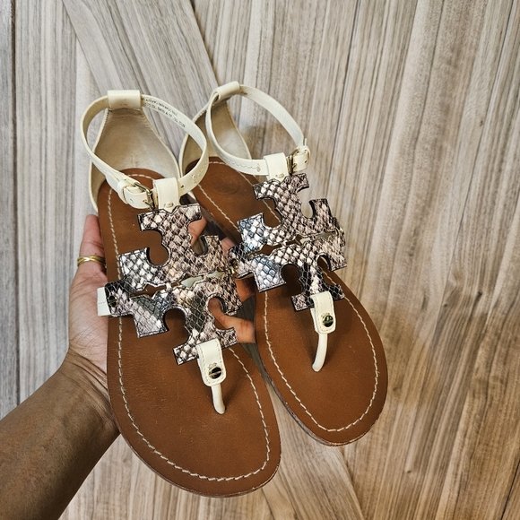 Tory Burch Phoebe Snakeskin Thong Sandals Rare - Picture 9 of 16